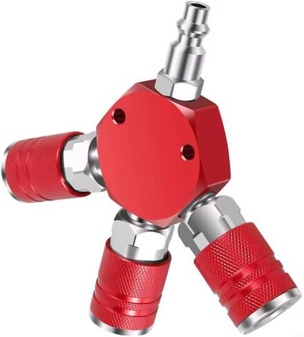 1/4 Inch NPT Air Manifold with Splitter Design and Brass Quick Couplers for Flexibility (red) in Kuwait