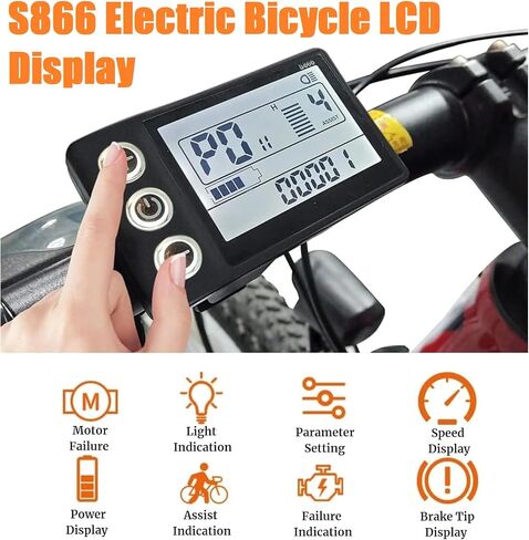 شاشة LCD كهربائية، عداد عرض LCD S866، لوحة تحكم للدراجة الكهربائية للدراجات الإلكترونية 24 فولت 36 فولت 48 فولت مع قابس SM IP65 عداد إضاءة خلفية للشاشة الكبيرة لمقود 22.2 مم/0.9 بوصة in Kuwait