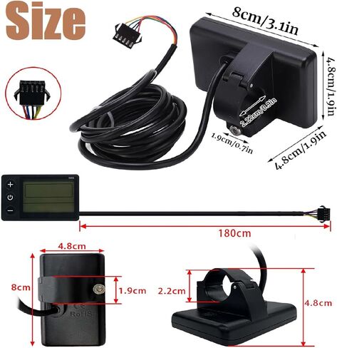 شاشة LCD كهربائية، عداد عرض LCD S866، لوحة تحكم للدراجة الكهربائية للدراجات الإلكترونية 24 فولت 36 فولت 48 فولت مع قابس SM IP65 عداد إضاءة خلفية للشاشة الكبيرة لمقود 22.2 مم/0.9 بوصة in Kuwait