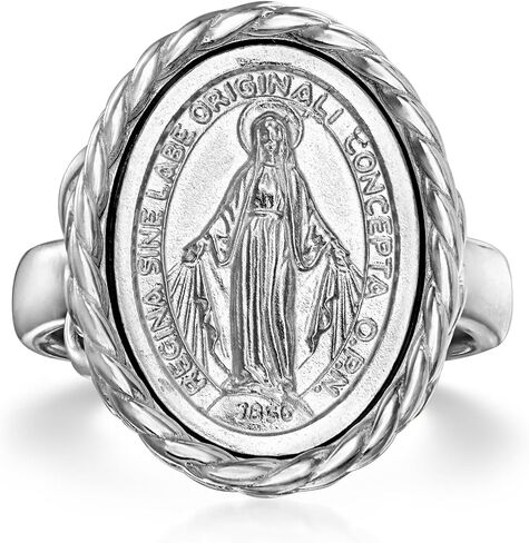 Ross-Simons Italian Sterling Silver Miraculous Medal Oval Ring in Saudi Arabia