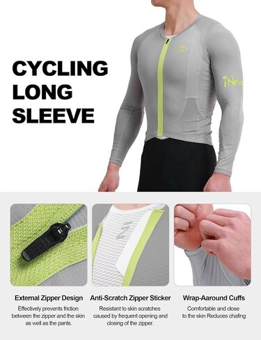 INBIKE لركوب الدراجات جيرسي بأكمام طويلة - جيرسي لركوب الدراجات مسامي، مع سحاب عاكس وشعار لركوب الدراجات على الطرق in Kuwait