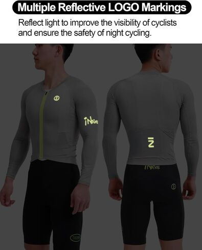 INBIKE لركوب الدراجات جيرسي بأكمام طويلة - جيرسي لركوب الدراجات مسامي، مع سحاب عاكس وشعار لركوب الدراجات على الطرق in Kuwait