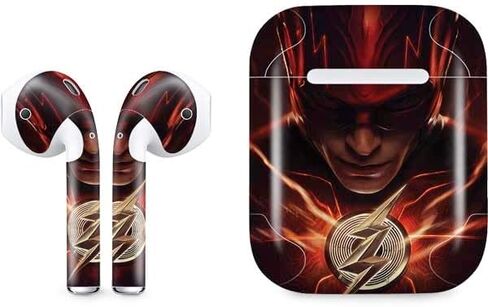 غلاف صوتي من Skinit متوافق مع Apple AirPods - مرخص رسميًا من DC Comics The Flash Movie: تصميم ملصق Flash in Kuwait