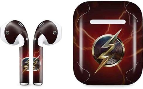 غلاف صوتي من Skinit متوافق مع Apple AirPods - مرخص رسميًا من DC Comics The Flash Movie: تصميم ملصق Flash in Kuwait