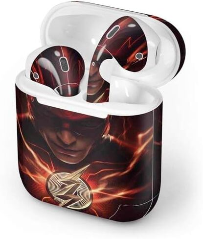 غلاف صوتي من Skinit متوافق مع Apple AirPods - مرخص رسميًا من DC Comics The Flash Movie: تصميم ملصق Flash in Kuwait