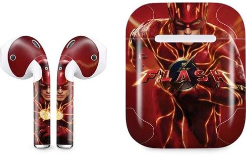 غلاف صوتي من Skinit متوافق مع Apple AirPods - مرخص رسميًا من DC Comics The Flash Movie: تصميم ملصق Flash in Kuwait