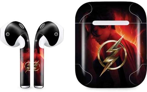 غلاف صوتي من Skinit متوافق مع Apple AirPods - مرخص رسميًا من DC Comics The Flash Movie: تصميم ملصق Flash in Kuwait