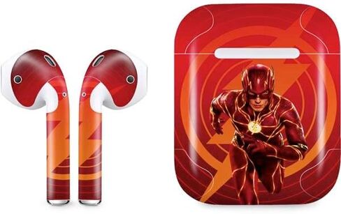 غلاف صوتي من Skinit متوافق مع Apple AirPods - مرخص رسميًا من DC Comics The Flash Movie: تصميم ملصق Flash in Kuwait