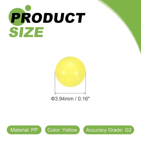 uxcell 200pcs PP Plastic Bearing Balls, 3/16"(5mm) Solid Plastic Balls G2 Precision Polypropylene Mini Ball, Yellow in Kuwait