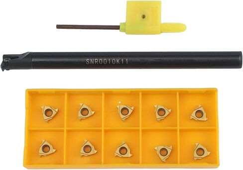 SNR0010K11 Lathe Threading Tool Holder with 10Pcs 11IR A60 Carbide Inserts, 125mm Alloy Steel Boring Bar Kit for CNC Turning Semi-Finishing and Finishing Right Hand in Saudi Arabia