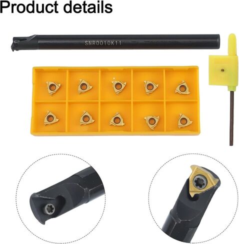 SNR0010K11 Lathe Threading Tool Holder with 10Pcs 11IR A60 Carbide Inserts, 125mm Alloy Steel Boring Bar Kit for CNC Turning Semi-Finishing and Finishing Right Hand in Saudi Arabia