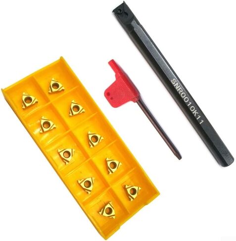 SNR0010K11 Lathe Threading Tool Holder with 10Pcs 11IR A60 Carbide Inserts, 125mm Alloy Steel Boring Bar Kit for CNC Turning Semi-Finishing and Finishing Right Hand in Saudi Arabia