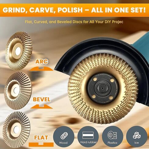 Angle Grinder Polishing Pad,Heavy-Duty Wood Carving Disc Set,Tungsten Carbide Cutting Wheel Wood Carvingfor 4"&4-1/2Grinders,Woodworking Attachment for Cutting, Shaping, Sanding in Kuwait