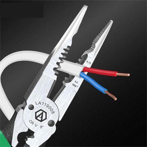 Multi Pliers Wire Stripper 0.7-4.0mm range 8 Inch Cr-V Crimping Tool 6 in 1 Long Nose Needle-nose Cutter in Kuwait