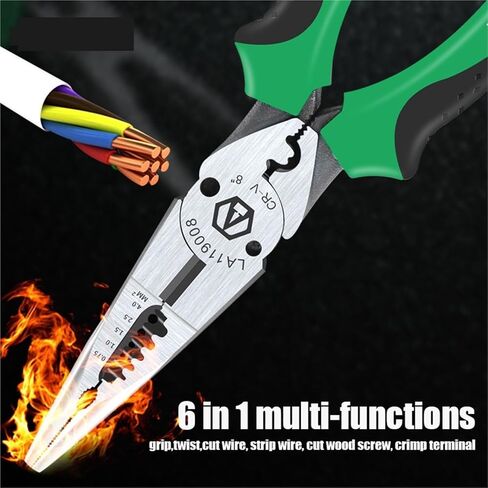 Multi Pliers Wire Stripper 0.7-4.0mm range 8 Inch Cr-V Crimping Tool 6 in 1 Long Nose Needle-nose Cutter in Kuwait