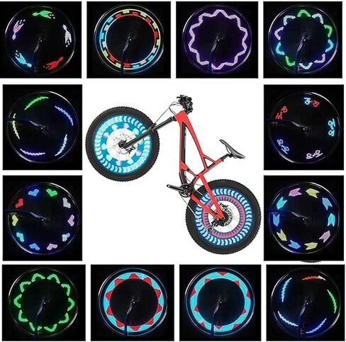 مصابيح LED لعجلة الدراجة، مصابيح LED مقاومة للماء مع 30 نمطًا ومستشعر حركة، ملحقات إطارات الدراجة سهلة التركيب للركوب الليلي in Kuwait