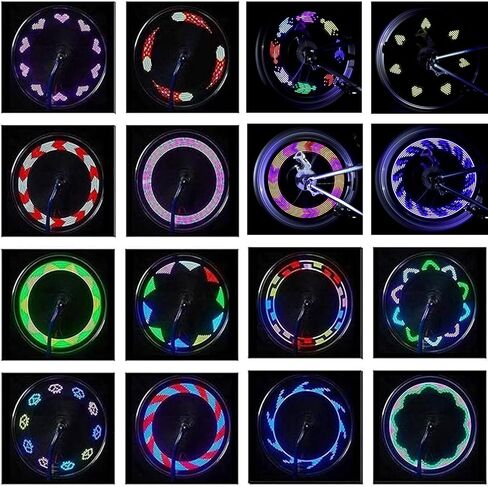 مصابيح LED لعجلة الدراجة، مصابيح LED مقاومة للماء مع 30 نمطًا ومستشعر حركة، ملحقات إطارات الدراجة سهلة التركيب للركوب الليلي in Kuwait
