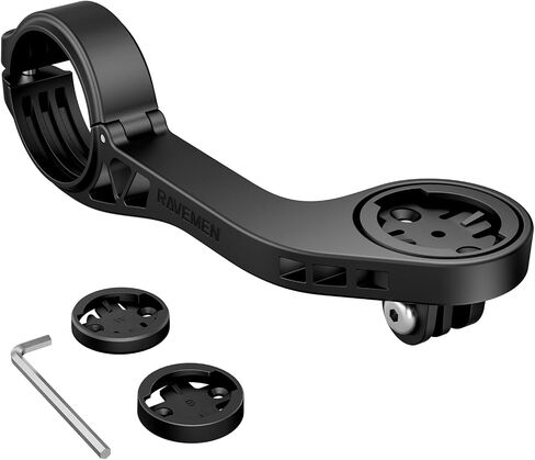 حامل أمامي RAVEMEN AOM05 متوافق مع كمبيوتر Garmin Wahoo Bryton | تناسب مقود الدراجة مقاس 31.8-35 مم، تدعم كاميرا الحركة، من النايلون in Kuwait