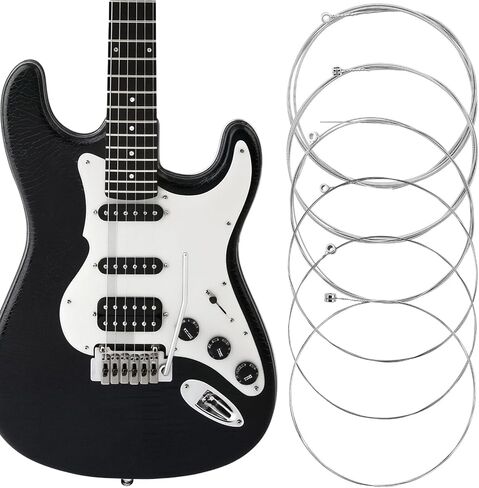 6 PCS Electric Guitar Strings Pack, Nickel Wound Steel Core E-1st to E-6th (E, B, G, D, A, E) .009-.042 Super Light Gauge, Clear Tone & Smooth Feel, Replacement Wires for Electric Guitar String in Kuwait