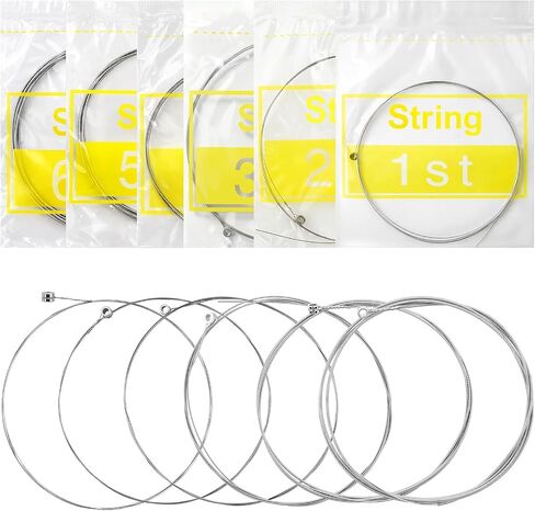 6 PCS Electric Guitar Strings Pack, Nickel Wound Steel Core E-1st to E-6th (E, B, G, D, A, E) .009-.042 Super Light Gauge, Clear Tone & Smooth Feel, Replacement Wires for Electric Guitar String in Kuwait