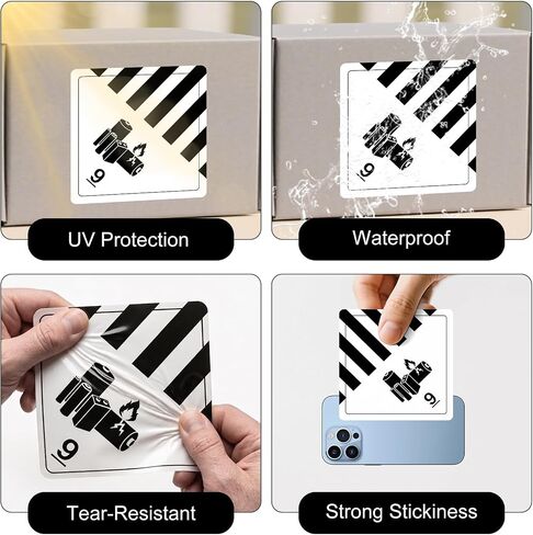 4 x 4 Inches Class 9 Hazard Lithium Battery Labels 500 PCS Waterproof Warning Stickers Battery Transport Safety Labels in Kuwait