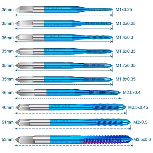 10pcs Micro Tap M1-M3.5, Mini Metric Tap Set with Adjustable Tap Wrench 1/16-1/4'' Hand Screw Thread Tap Drill Tapping Tool in Kuwait