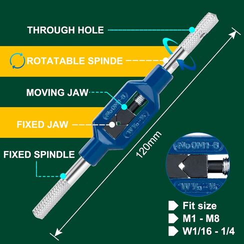 10pcs Micro Tap M1-M3.5, Mini Metric Tap Set with Adjustable Tap Wrench 1/16-1/4'' Hand Screw Thread Tap Drill Tapping Tool in Kuwait