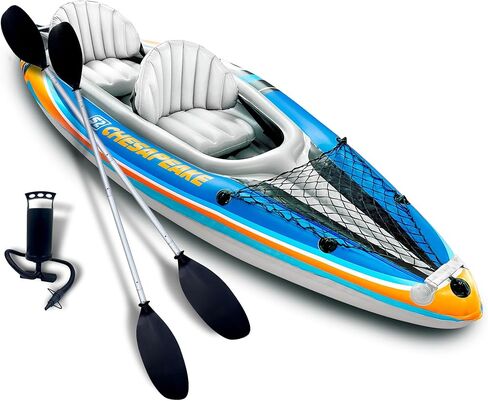 Sunlite Sports Inflatable Kayak 2 Person, Portable Inflatable Boat with Shed & Aluminum Oars, Lightweight Tandem Kayak with Air Pump & Carry Bag for Lakes & Rivers, 400 LB in Kuwait
