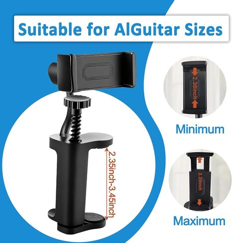 Guitar Phone Holder, Guitar Phone Holder for Acoustic, Adjustable and Rotatable Mount for Guitars, Ukuleles, and Basses for Video Recording, Live Streaming, and Online Teaching in Kuwait