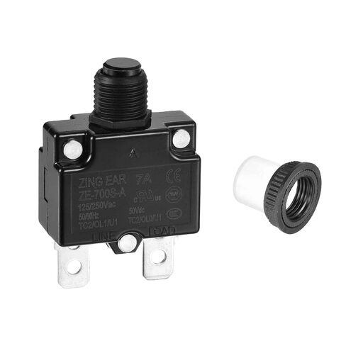 DMiotech 7A Thermal Circuit Breaker 125/250V AC 50V DC 1.8x1.1x0.6 Manual Reset Overload Protector with Quick Connect Terminal and Waterproof Cap for Overload Protection,2Pcs in Kuwait