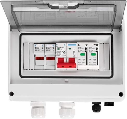 Solar Photovoltaic PV DC Combiner Box Lightning Surge Protection 1 Input 1 Output DC 600V Fuse MCB SPD HT Waterproof Box IP65(20A DC MCB) in Kuwait