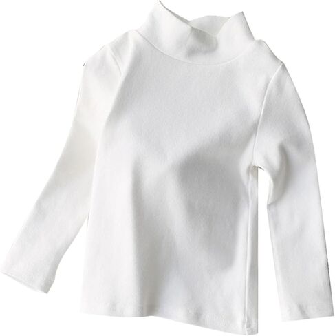 Moonker Kids Girls Long Sleeve Blouses High Neck Crewneck Solid Color Autunm Cotton Tops Soft Comfy Cute Solid Shirts Youth in Kuwait