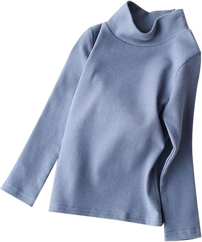 Moonker Kids Girls Long Sleeve Blouses High Neck Crewneck Solid Color Autunm Cotton Tops Soft Comfy Cute Solid Shirts Youth in Kuwait