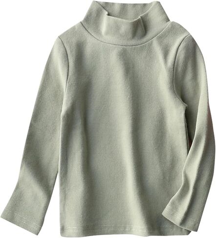 Moonker Kids Girls Long Sleeve Blouses High Neck Crewneck Solid Color Autunm Cotton Tops Soft Comfy Cute Solid Shirts Youth in Kuwait