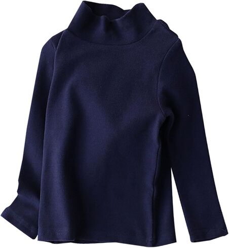 Moonker Kids Girls Long Sleeve Blouses High Neck Crewneck Solid Color Autunm Cotton Tops Soft Comfy Cute Solid Shirts Youth in Kuwait