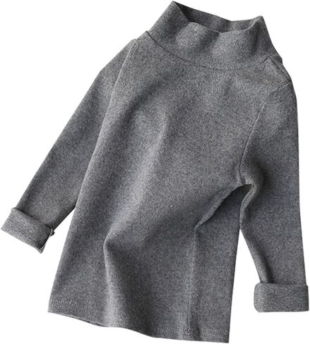 Moonker Kids Girls Long Sleeve Blouses High Neck Crewneck Solid Color Autunm Cotton Tops Soft Comfy Cute Solid Shirts Youth in Kuwait