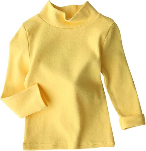 Moonker Kids Girls Long Sleeve Blouses High Neck Crewneck Solid Color Autunm Cotton Tops Soft Comfy Cute Solid Shirts Youth in Kuwait