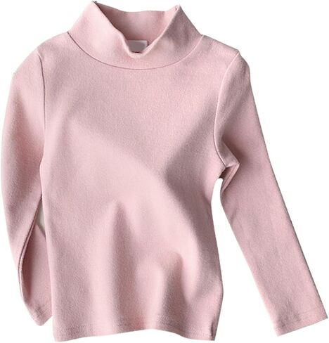 Moonker Kids Girls Long Sleeve Blouses High Neck Crewneck Solid Color Autunm Cotton Tops Soft Comfy Cute Solid Shirts Youth in Kuwait