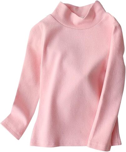 Moonker Kids Girls Long Sleeve Blouses High Neck Crewneck Solid Color Autunm Cotton Tops Soft Comfy Cute Solid Shirts Youth in Kuwait