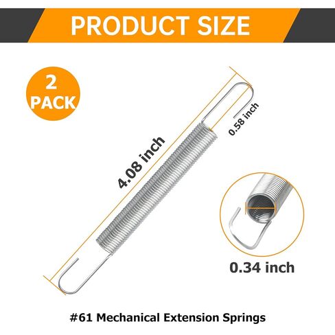 2 Pack #61 4 Inch Double-Hook Tension Spring, Spring Steel Extension Spring for Automotive, Household, Toys & Hardware Replacement Parts in Kuwait