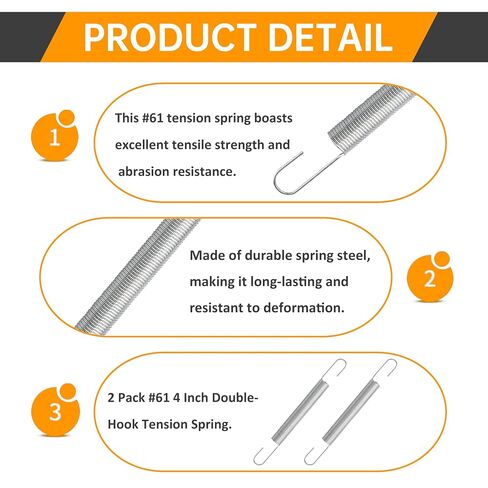 2 Pack #61 4 Inch Double-Hook Tension Spring, Spring Steel Extension Spring for Automotive, Household, Toys & Hardware Replacement Parts in Kuwait