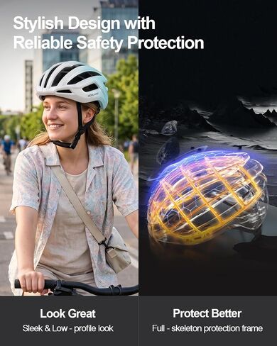 Odoland Adult Bike Helmet for Men & Women, Super Ventilation & Impact-Resistant Frame Bicycle Helmet for Commuting, Adjustable Dial System Lightweight for Road Cycling in Kuwait