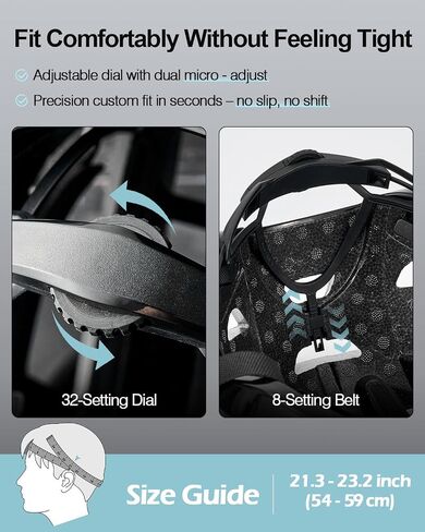 Odoland Adult Bike Helmet for Men & Women, Super Ventilation & Impact-Resistant Frame Bicycle Helmet for Commuting, Adjustable Dial System Lightweight for Road Cycling in Kuwait