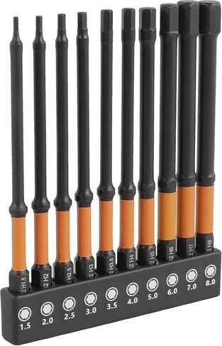 10/20Pcs Impact Hex Head S2 Alloy Allen Wrench Drill Bit Set Metric and SAE with Magnetic Tips 1/4inch Quick Release Hex Shank Screw Driver Drill Bit for Repair in Kuwait