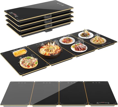Modular Food Warming Tray, 33"x15" Electric Buffet Warmer with 9 Temps & 24H Timer, Heat-Resistant Glass Top, Stackable Countertop Keeping Mat for Parties & Family Dinners in Kuwait