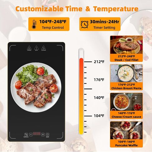 Modular Food Warming Tray, 33"x15" Electric Buffet Warmer with 9 Temps & 24H Timer, Heat-Resistant Glass Top, Stackable Countertop Keeping Mat for Parties & Family Dinners in Kuwait