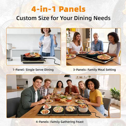 Modular Food Warming Tray, 33"x15" Electric Buffet Warmer with 9 Temps & 24H Timer, Heat-Resistant Glass Top, Stackable Countertop Keeping Mat for Parties & Family Dinners in Kuwait