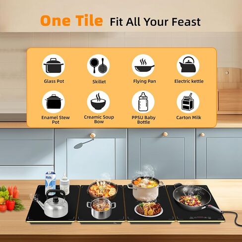 Modular Food Warming Tray, 33"x15" Electric Buffet Warmer with 9 Temps & 24H Timer, Heat-Resistant Glass Top, Stackable Countertop Keeping Mat for Parties & Family Dinners in Kuwait