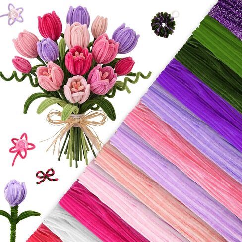 Fiwochic 600 Pieces Christmas Pipe Cleaners Gold Silver Green Red Glitter Chenille Stems for Pipe Cleaner Crafts DIY Art Craft Supplies in Kuwait