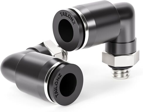 TAILONZ PNEUMATIC ذكر الكوع 6 مم أنبوب OD x M5 خيط 90 دفع لتوصيل التركيبات PL6-M5 (عبوة من 10) in Kuwait